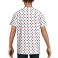 thumbnail image 5 of Wukai Red Blue Polka Dots Youth Unisex Short Sleeve T-Shirt for Boys, Girls, Teens, and Kids-Large, 5 of 7