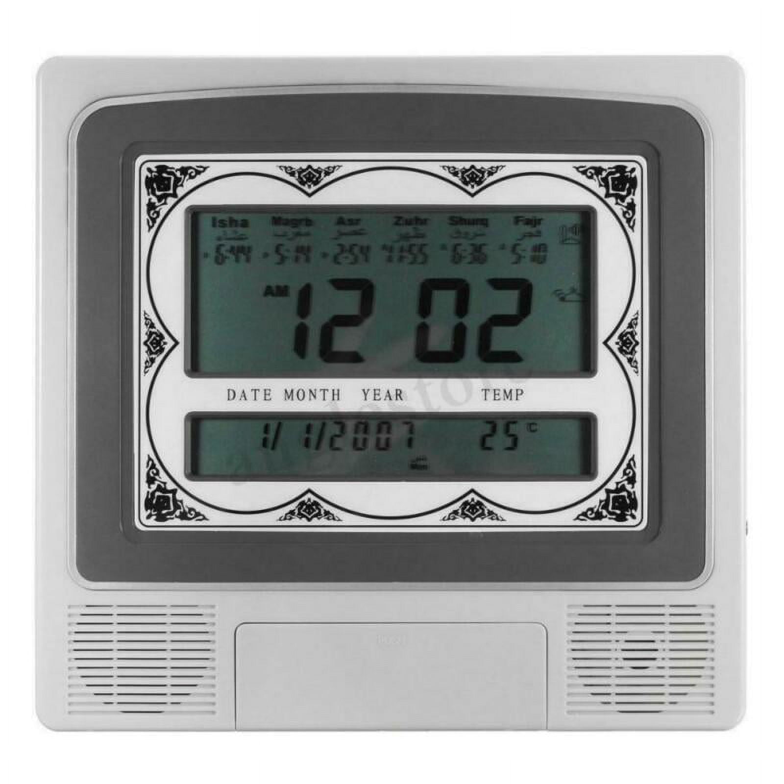 Muslim Digital Alarm, Amerteer LCD Automatic Digital Islamic Azan Muslim Prayer Alarm Wall & Table Home Clock Islamic Clock with Temperature Display, Hijri and Gregorian Calendars