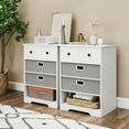 thumbnail image 4 of Costway 4-Drawer Dresser Modern Chest Storage Organizer with Open Shelves Anti-Tip Kits White, 4 of 10