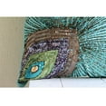 thumbnail image 4 of Funda de cojín personalizada, decorativa en azul agua, 40 x 40 cm (16 x 16 pulgadas), cojines de seda para sofá, pájaros, plumas de pavo real, estilo art déco, con cuentas, estilo moderno - Peacock, 4 of 8