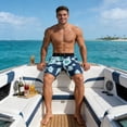 thumbnail image 4 of Loose Fit Swim Trunks Mens Board Shorts Quick Dry Beach Swimwear Lightweight Outdoor Bathing Bottom Summer Blue 28, 4 of 6