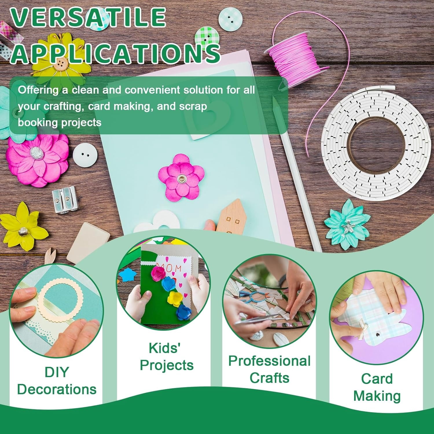 5 Roll Double Sided Foam Tape for Crafts 0.75 x 0.47 Inch Pre-Cut Foam Mounting Tape with 1 Acrylic Storage Box Square Foam Dots Double Sided Adhesive Fit Arts Sewing DIY (5 Roll White+Box)