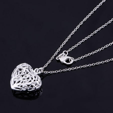 Fancy Puffed Heart - ON SALE - Cut Out Fancy Puffed Heart Necklace Silver