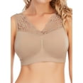 thumbnail image 1 of Ochine Women's T Shirt Bra Wirefree V Neck Bra Lace Trim Underwear Tank Top,Full Cup,M-3XL, 1 of 4
