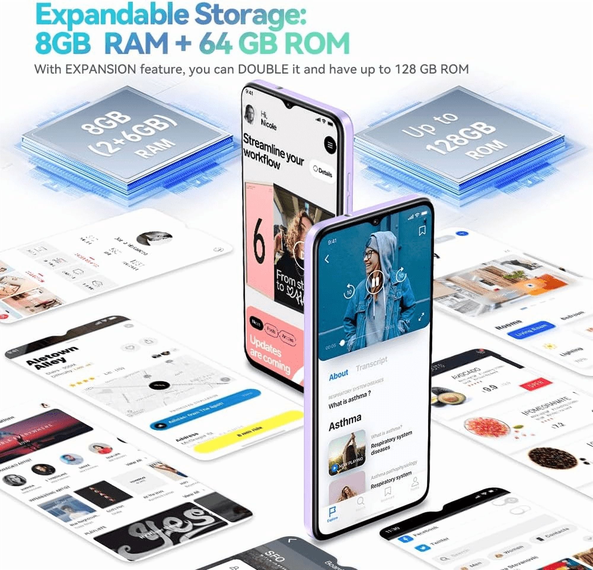 OUKITEL C57S Cell Phone Android 14 Smartphones - 8GB RAM 64/128GB ROM Mobile Phones, 6.52 inch HD+, 4300 mAh Smartphone for Teenagers, Octa-core, 13 MP + 5 MP Cell Phones Dual SIM 4G T-Mobile Phone