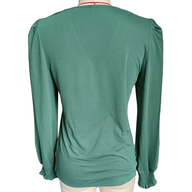 Blusa de Encaje con Cuello en V y Manga Larga para Mujer NikouMX
