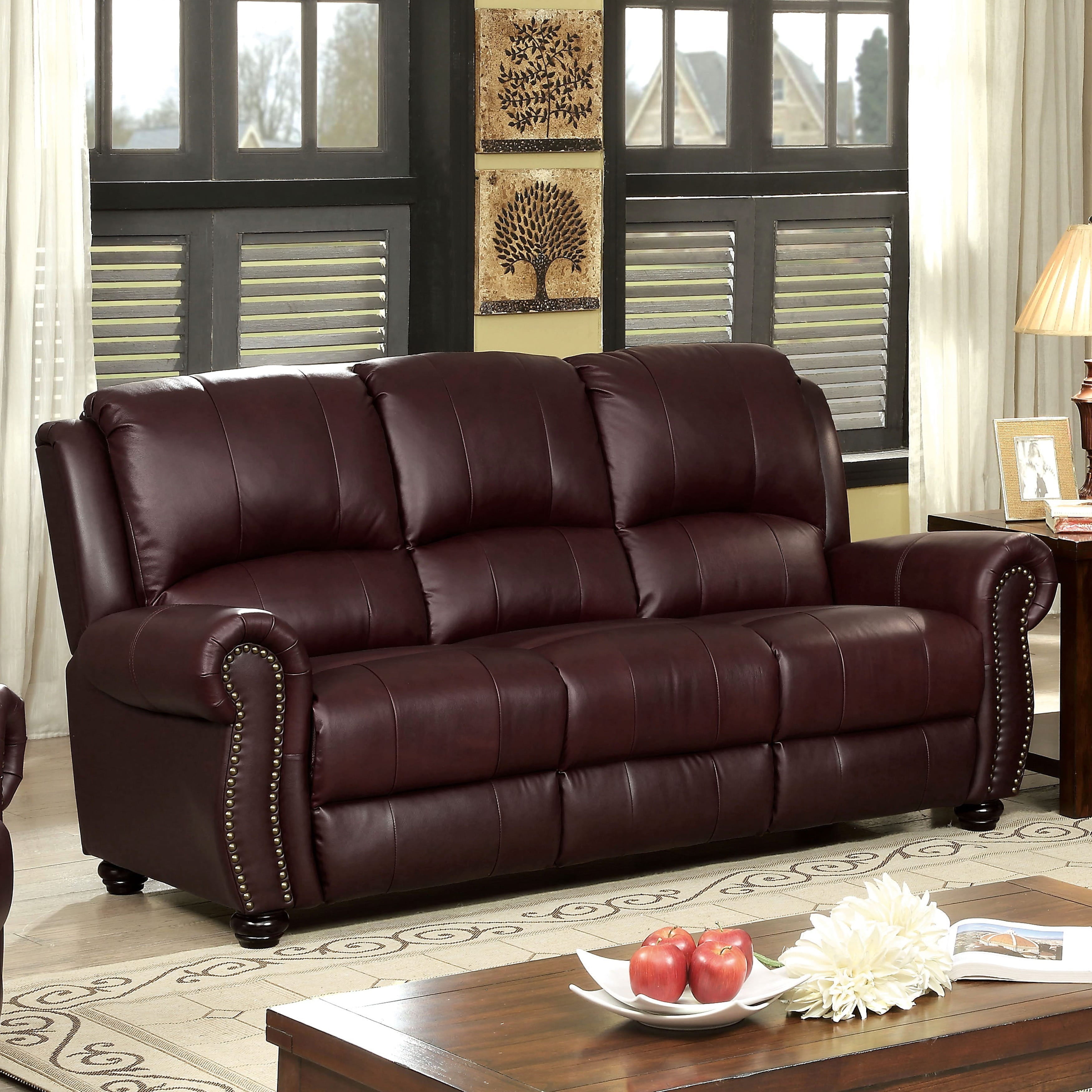 Furniture of America Curtis Transitional Top Grain Leather