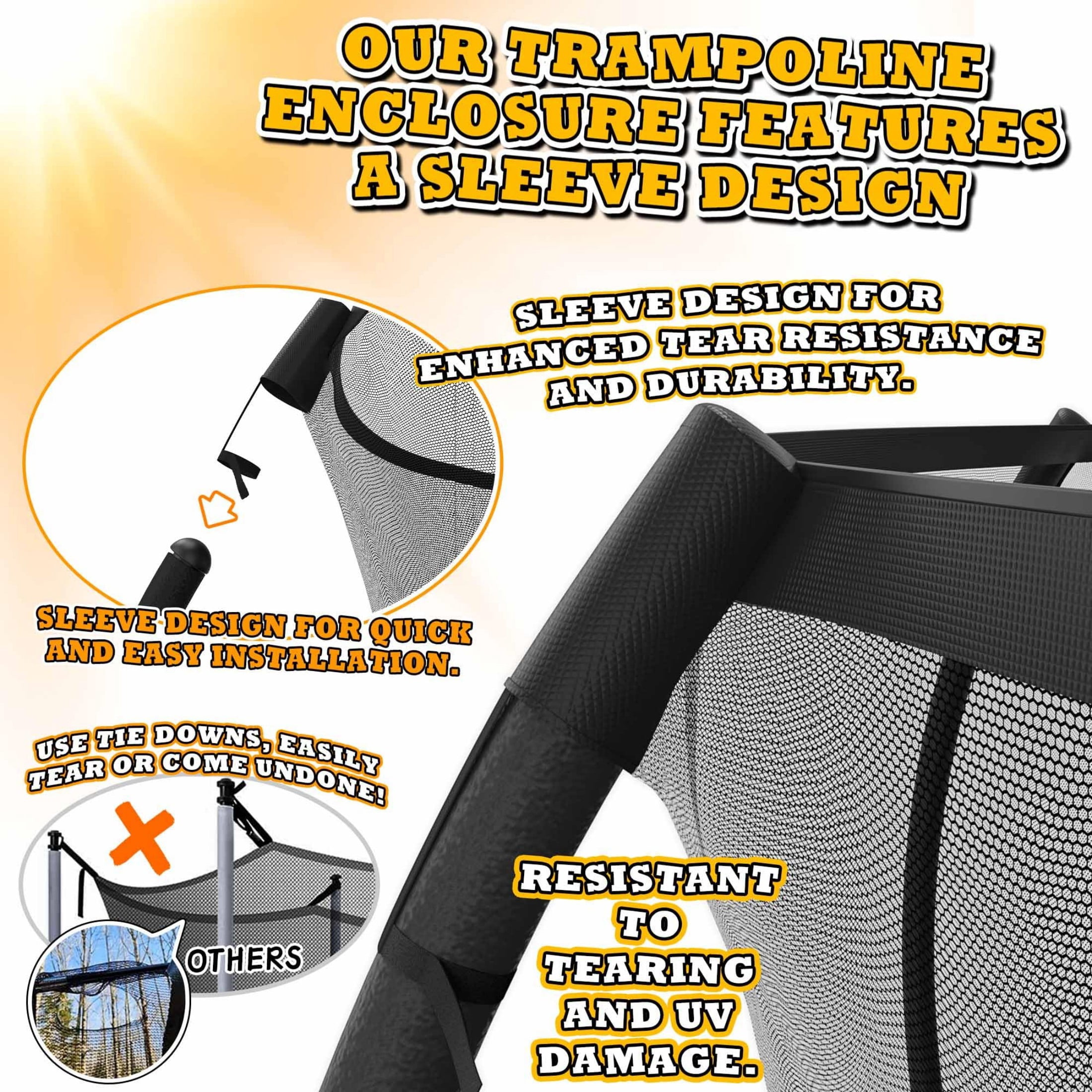 ACWARM HOME Black Trampoline 8FT for Kids and Adults with Safety Enclosure Net, Anti-Rust