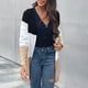 thumbnail image 5 of Mujeres Frente Abierto Outwear Color Block Sin Botones Manga Larga Punto Mujeres Abierto Frente Suéter Outwear para Otoño Invierno Caqui M, 5 of 8