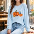 thumbnail image 5 of ZunFeo Women's Thanksgiving Casual Sweatshirt Cute Pumpkin Graphic Crewneck Long Sleeve Tops for Fall Winter, Sky Blue, 5 of 9