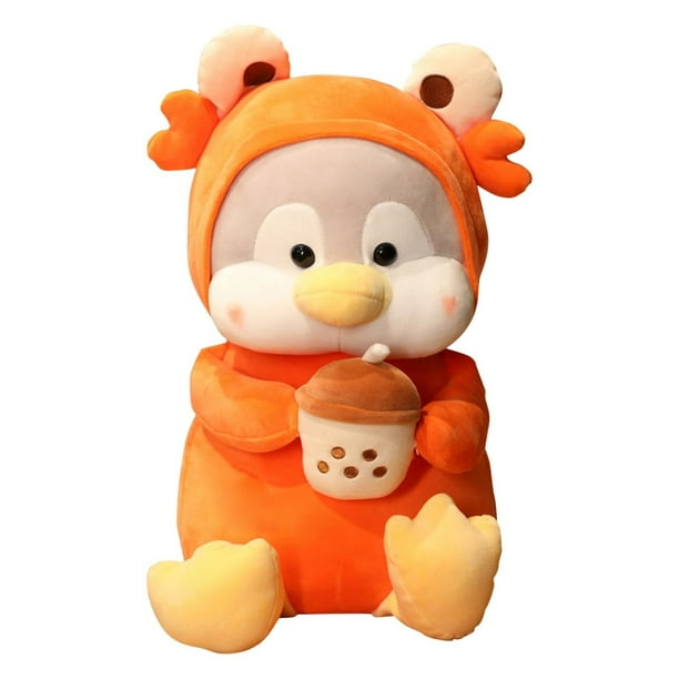 Peluche HUOGUO para niños, té con leche, pingüino, 30 cm