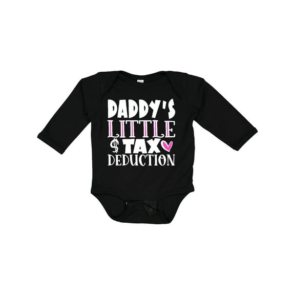 Inktastic Daddy's Little Tax Deduction Pink Hearts Boys or Girls Long Sleeve Baby Bodysuit