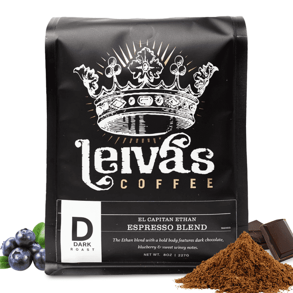 Leiva’s Dark Roast Espresso Ground (8oz), Roasted to Order, Micro-Lot Guatemalan Coffee Beans – El Capitan Ethan Espresso Coffee Ground w/ Chocolate & Blueberry Notes - Low Acidity Roast