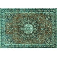 thumbnail image 1 of Ahgly Company Machine Washable Indoor Rectangle Medallion Turquoise Blue Traditional Area Rugs, 2' x 4', 1 of 4