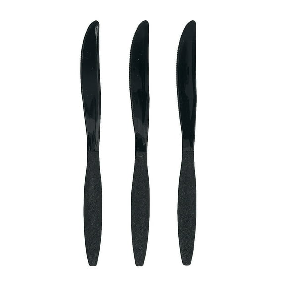Black Plastic Knives (50 Pc) - Party Supplies - 50 Pieces