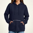thumbnail image 6 of SYwaren Women's Oversized Pullover Hoodie Henley Long Sleeve Button Casual Sweatshirt Tops, 6 of 6