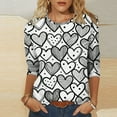 thumbnail image 4 of Hauts pour Femmes T-Shirt à Manches 3/4 à Imprimé Cœur de la Saint-Valentin à Col Rond Noir TG, 4 of 6