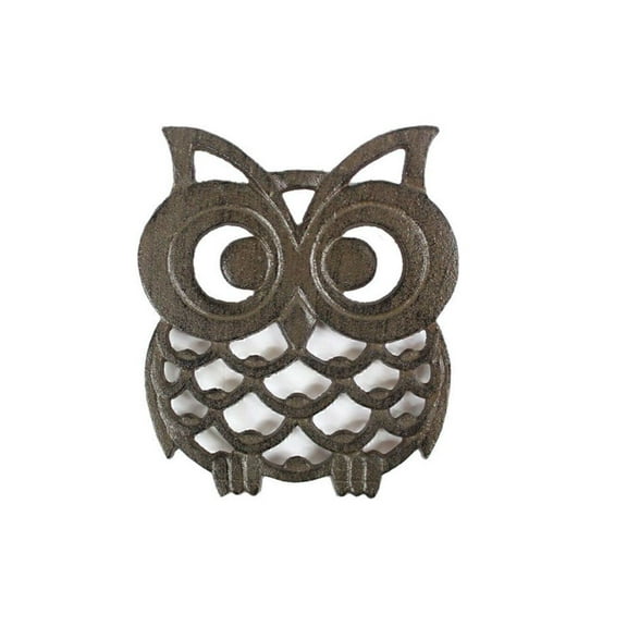 Handcrafted Nautical Decor Cast Iron Owl Trivet 8" - Cast Iron Owl Decoration - Owl Kitchen