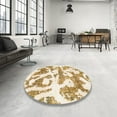 thumbnail image 4 of Ahgly Company Machine Washable Indoor Round Abstract Moccasin Beige Area Rugs, 4' Round, 4 of 7