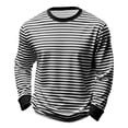 thumbnail image 3 of Striped Shirt Men's Red White Striped Carnival T-Shirt Long Sleeve Crew Neck Wide Sweatshirt Comfortable Casual Striped Shirt Men Festival Tops for Carnival Party, 3 of 4