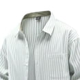 thumbnail image 4 of Mens Casual Striped Long Sleeve Shirt Button Down Pinstripe Dress Shirts for Men Collared office Work Business with Pocket Green, 4 of 5