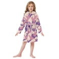 thumbnail image 6 of FORMRS Niños Bathrobe Unisex Hooded Robe Soft Plush Pajamas Sleepwear, Size 10-12T, Purple Wave Pattern, 6 of 7