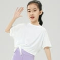 thumbnail image 3 of Hotiary Children Girls' Breathable and Quick Dry Short Sleeve Front Tie Knot Crew Neck T-shirts Athletic Tee for 5-12 Years Old, 3 of 7