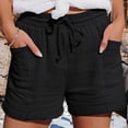 thumbnail image 4 of Women'S High Waist Tie Front Loose Wide Leg Shorts with Pockets Casual Summer Black L, 4 of 8