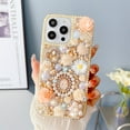 thumbnail image 7 of SaniMore Case for iPhone 13 Pro (6.1 inch 2021 Release), 3D Pearls & Flower Love Heart Backplane Luxury Sparkle Girly Elegant Protective Shockproof Anti-drop Silicone Clear For iPhone 13 Pro, Gold, 7 of 7