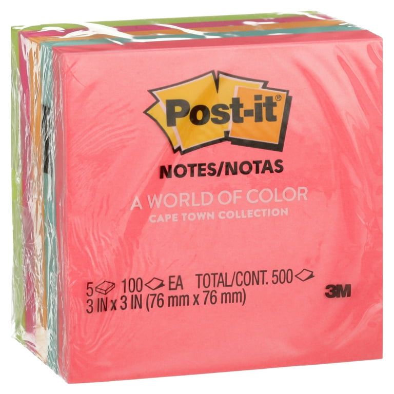  Post-it Lined Original Notes, 4 x 6 Inches, Capetown Colors,  Pad of 100 Sheets, Pack of 3 : Sticky Note Pads : Office Products