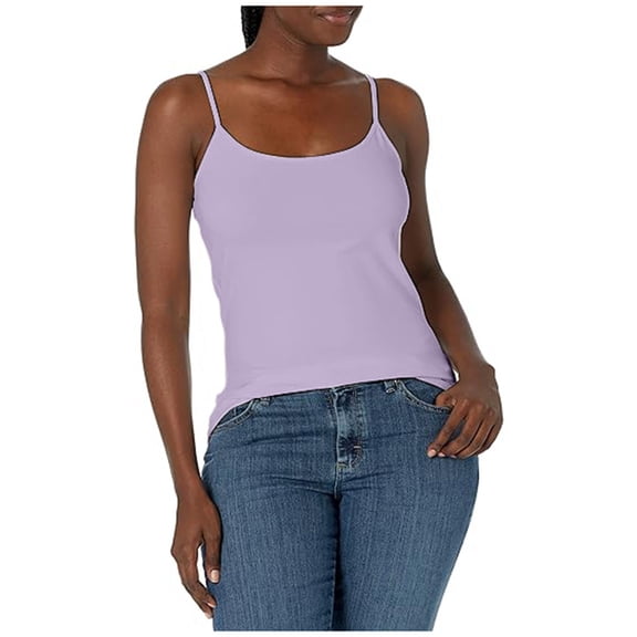 WEIWEN Womens Tank Tops with Built in Bras Casual Spaghetti Strap Camisole Tops for Women Summer Crop Tanks Cami Shirts Purple, S