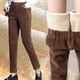 thumbnail image 2 of Pantalones harén de pana gruesa para mujer, pantalones con forro polar para otoño e invierno, pantalones casuales recortados populares para mujer, pantalones de rábano, 2 of 5
