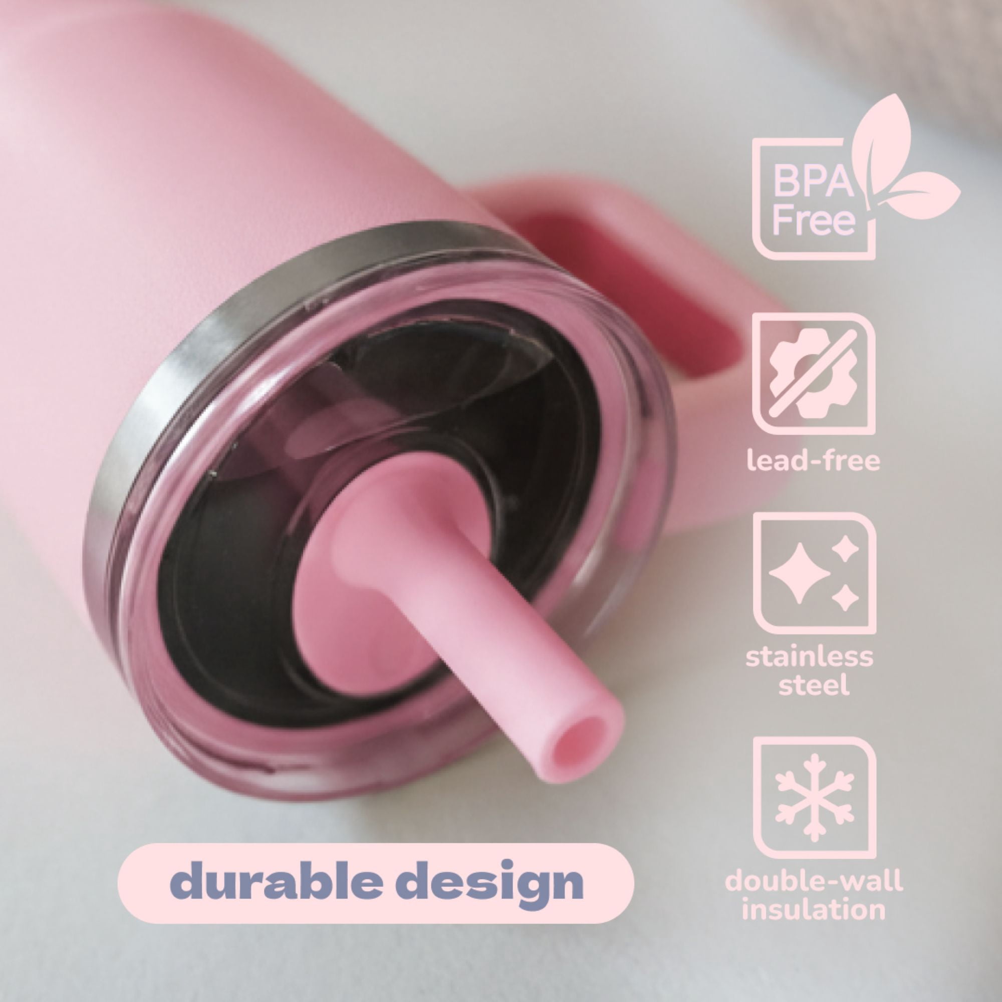 YAYA My First Travel Tumbler for Preschool & Kids 3+, Insulated Stainless Steel Tumbler with Reusable Silicone Straw & Spill-Proof Lid, Cup Holder Compatible, BPA-Free, 12oz, Ghosts