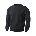 thumbnail image 4 of Sweatshirts For Men Solid Color Casual Fashion Loose Fit Crew Neck Shirts Soft Comfortable Long Sleeve Pullover Tops Spring Fall Outfits Clothes Black L, 4 of 9