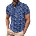 thumbnail image 4 of Ceisia Men's Slim Fit Short Sleeve Collared Tee All-Over Palm Tree Print Mesh Casual Top Navy XXL Gifts, 4 of 5