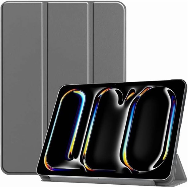 Funda Protectora de Cuero PU para iPad Pro 11" M4 2024 (5.ª Gen) con Soporte Magnético, Gris