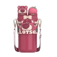 thumbnail image 5 of Taza Termo con diseño de oso de fresa para mujer, taza de agua con pajita de aspecto alto, regalo de cumpleaños para mujer 2025, 5 of 5