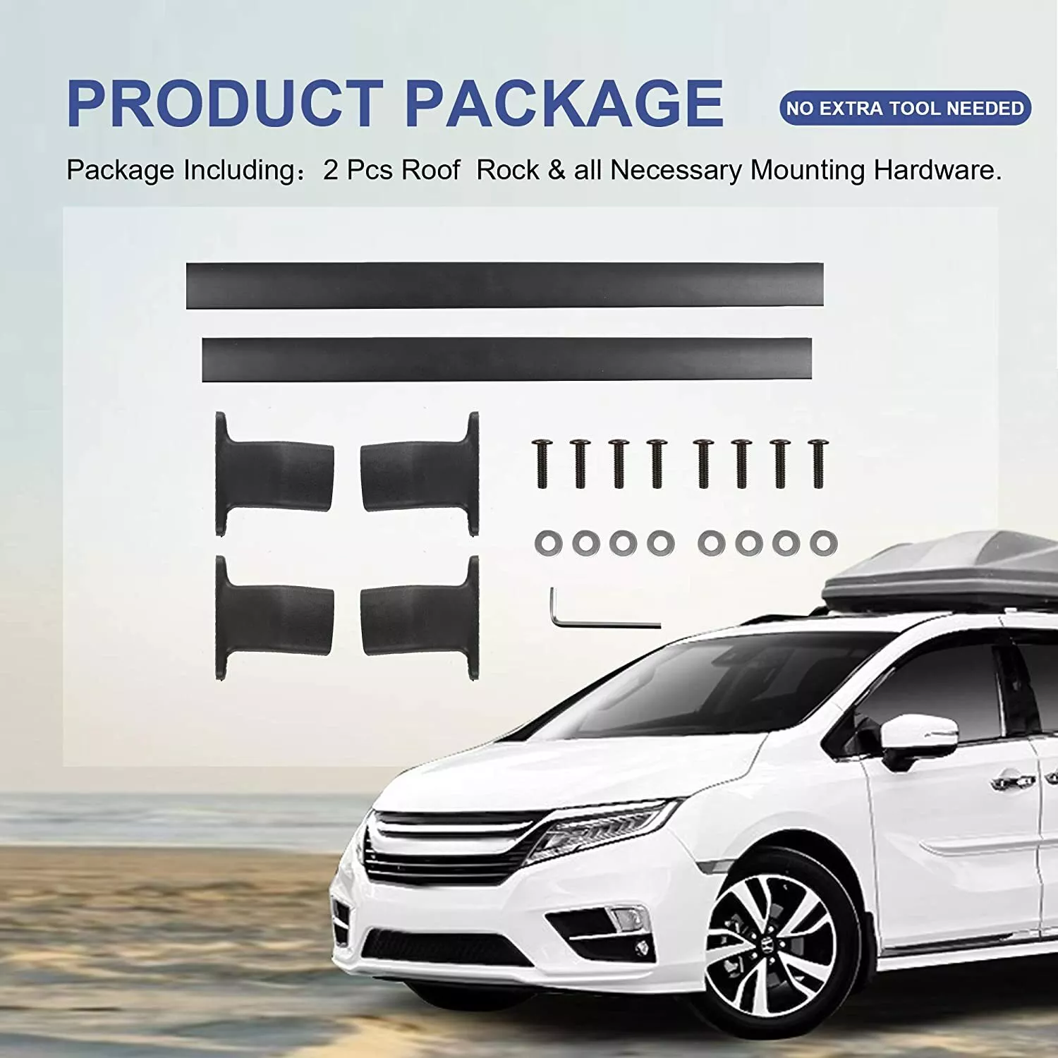 MOSTPLUS Roof Rack Luggage Carrier Crossbars Set for 2011-2017 Honda Odyssey w/ Side Rail