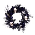 thumbnail image 1 of Calavera negra preiluminada con LED para celebrar coronas de 24 cm, naranja/morado, 1 of 1