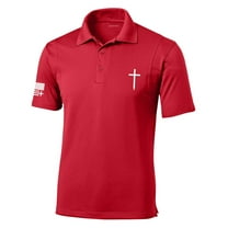 Trenz Shirt Company Mens Christian Polo Embroidered Cross Golf Polo-True Red-xxxl