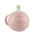 thumbnail image 4 of Taza de cerámica con diseño de astronauta, 400 ml, con asa ergonómica y tapa, ideal para café, té y leche, color rosa., 4 of 12