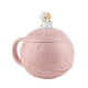 thumbnail image 4 of Bonita taza de cerámica con diseño de astronauta de 400 ml con asa ergonómica y tapa, cuchara para café, té y leche, color rosa, 4 of 12