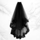 thumbnail image 3 of Black Bridal Veil with Comb Bridal Cathedral Veil Wedding Veil Hair Comb Halloween Hair Decorative for Brides Lady (Black), 3 of 5
