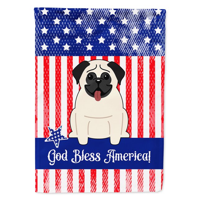 "Treasures BB2999CHF Patriotic USA Pug Cream Canvas House Size Outdoor-flags, Multicolor" Caroline's Treasures BB2999CHF