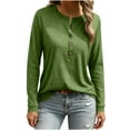 thumbnail image 2 of Ounisa Women's Long Sleeve T-Shirts Crew Neck Buttons Cute Casual Tunic Tops Basic Tees Blouses Loose Fit Pullover 2025, 2 of 6