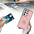 thumbnail image 4 of Feishell Fit for Samsung Galaxy S21 Ultra Case with 360° Rotatable Ring Holder,Shockproof Drop Resistant Premium Plain PU Leather Soft TPU Card Slots Kickstand Back Protective Phone Case,Pink, 4 of 8