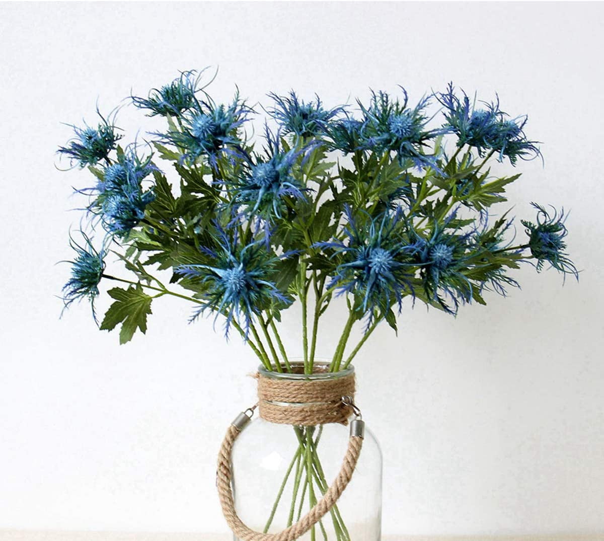 TRMF Lot De 5 Fleurs Artificielles Chardon Fleurs Faux Eryngium Foetidum Simulation Mer Houx Pour Mariage