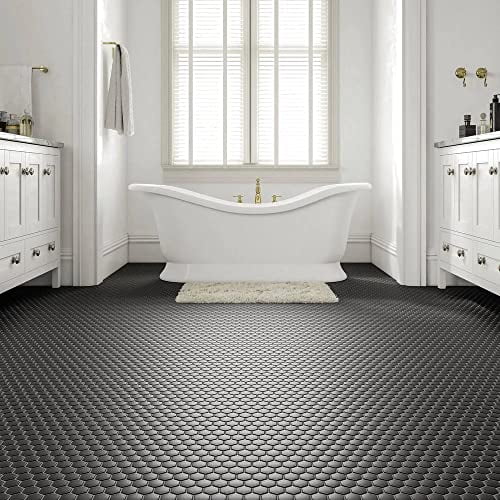 1.5" Black Matte Hexagon Wall Floor Tile (1 Sheet)