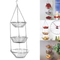 thumbnail image 3 of Xingzhi Hanging Fruit Basket Hangers Stainless Steel Racks Rust-proof Storage Baskets Knotted Demountable Space Saving 3-Layer Rack, 3 of 8