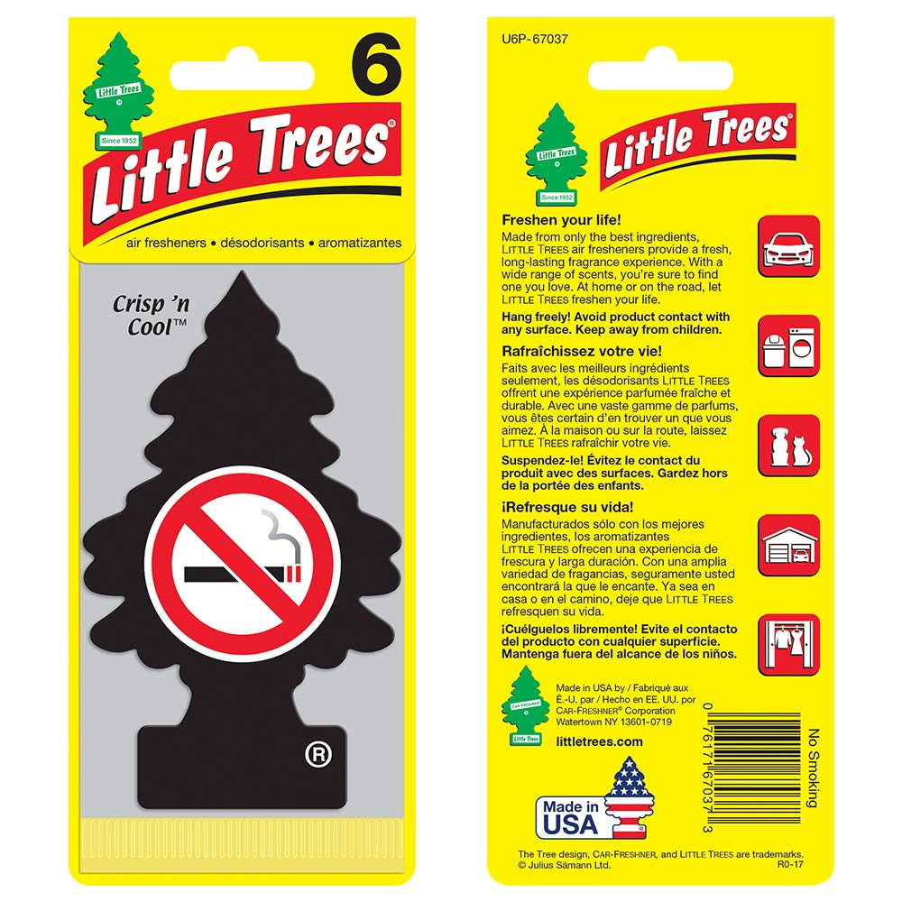 LITTLE TREES Crisp 'n Cool No Smoking Automotive Air Fresheners for Cars & Homes, (24 Pack)